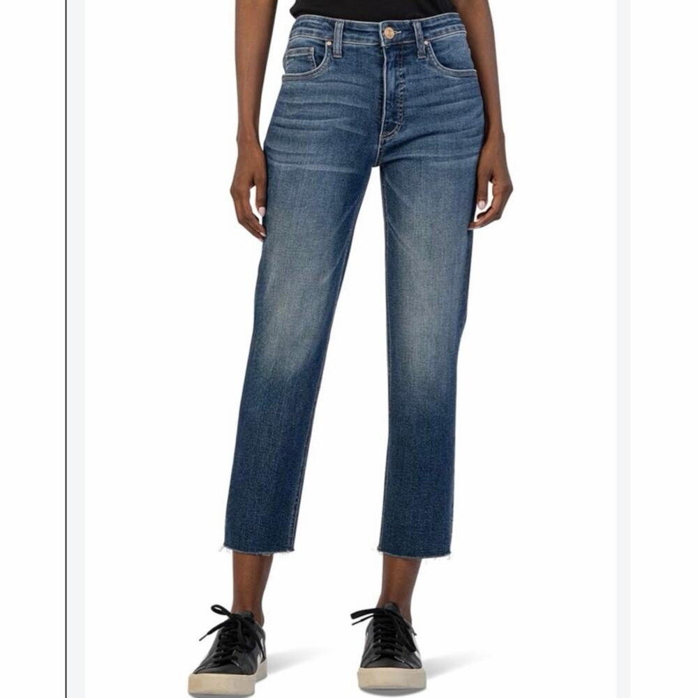 KUT From The Kloth Fay Womens 2 High Rise Ankle Straight Leg Jeans Raw Hem